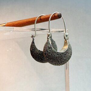 Silver Crescent Filigraine Earrings from Taxco, Mexico, Vintage 1960